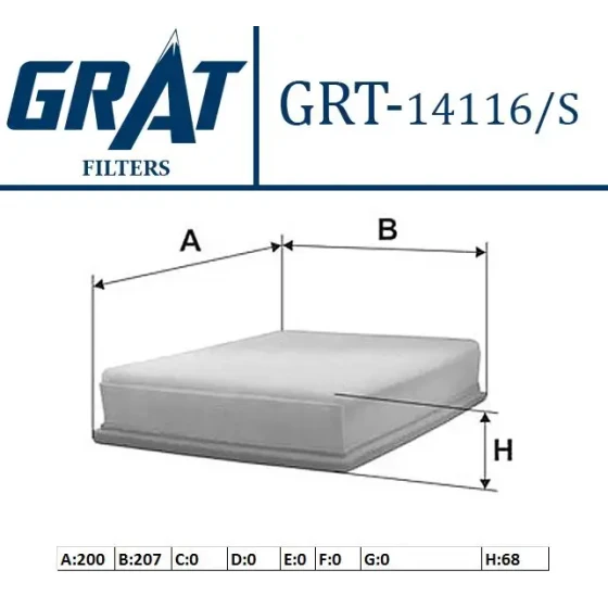 GRAT Hava Filtresi – 14116S / OEM 13356945 ürün görseli