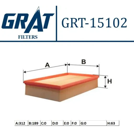 GRAT Hava Filtresi – 15102S / OEM 7H0129620A ürün görseli