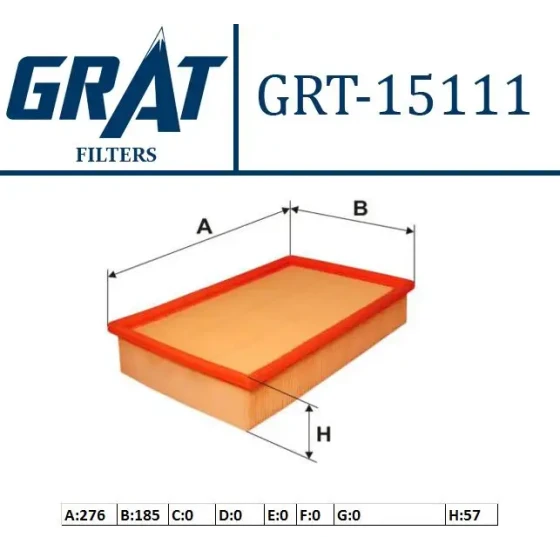 GRAT Hava Filtresi – 15111S / OEM 1L0129620C ürün görseli