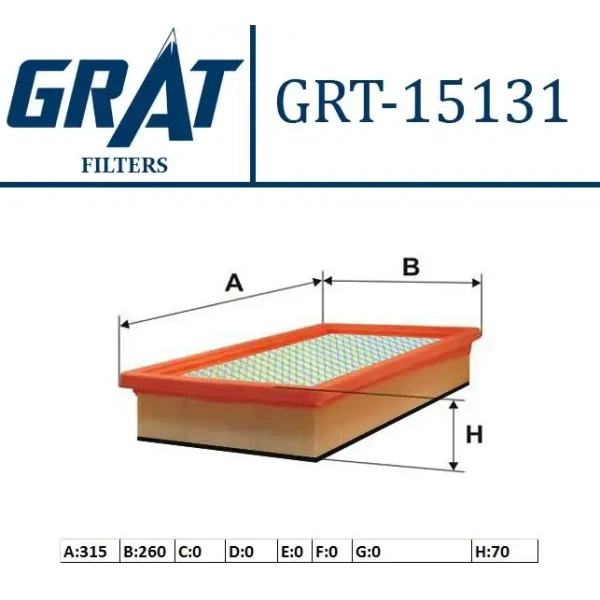 GRAT Hava Filtresi – 15131 / OEM 2H0129620A