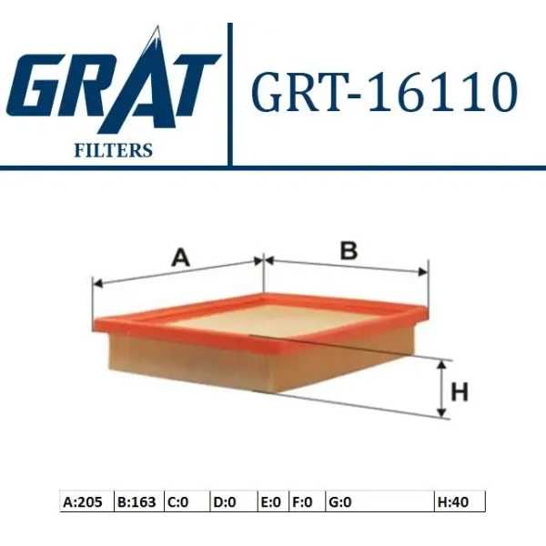 GRAT Hava Filtresi – 16110 / OEM 2811322301