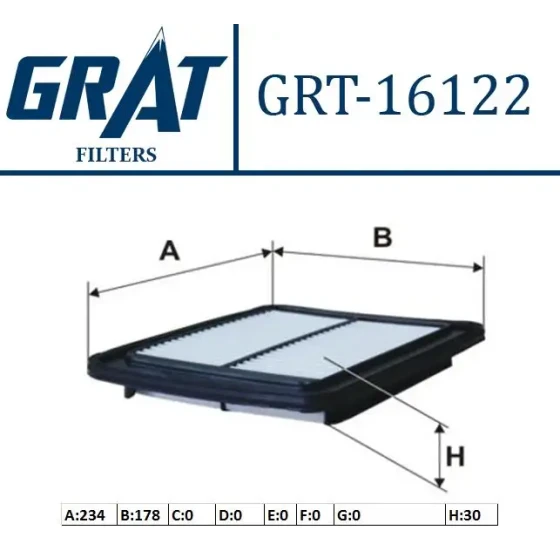 GRAT Hava Filtresi – 16122 / OEM 281130X000 ürün görseli