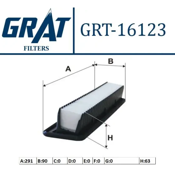 GRAT Hava Filtresi – 16123 / OEM 281130X200 ürün görseli