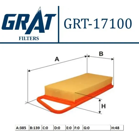 GRAT Hava Filtresi – 17100 / OEM 2S6Q9601A1A ürün görseli