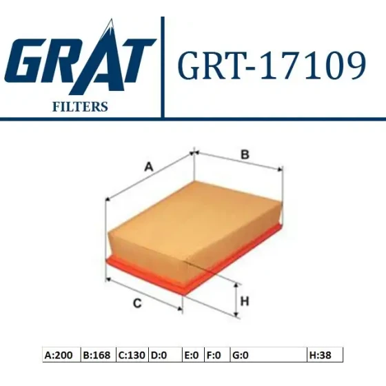 GRAT Hava Filtresi – 17109 / OEM 5S619601A1A ürün görseli