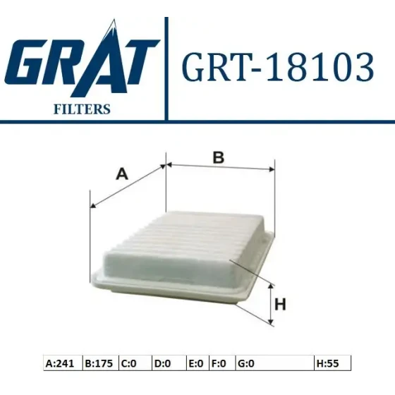 GRAT Hava Filtresi – 18103 / OEM 178010D060 ürün görseli