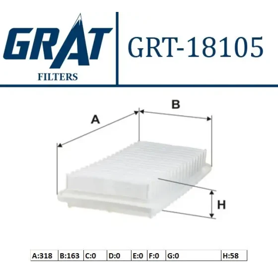 GRAT Hava Filtresi – 18105 / OEM 178010G010 ürün görseli