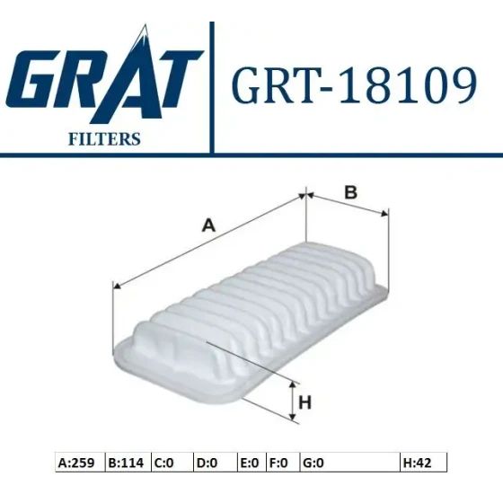 GRAT Hava Filtresi – 18109 / OEM 1780123030 ürün görseli
