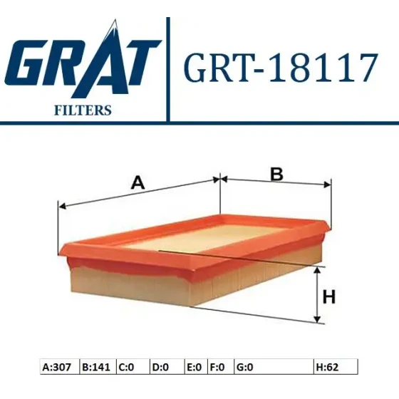 GRAT Hava Filtresi – 18117 / OEM 178010N040 ürün görseli