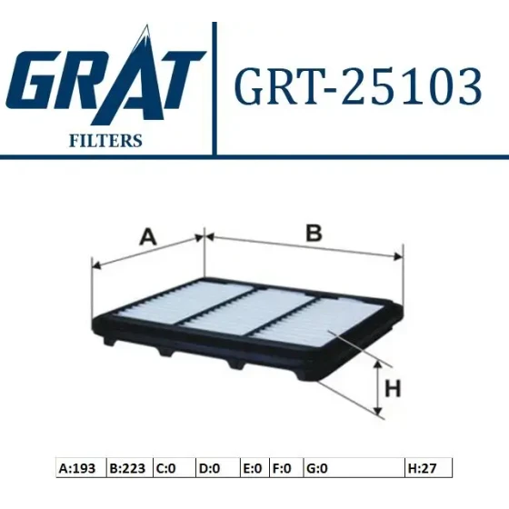 GRAT Hava Filtresi – 25103 / OEM 96591485 ürün görseli