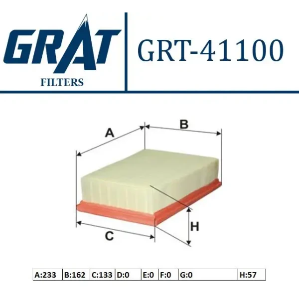 GRAT Hava Filtresi – 41100 / OEM 165466131R