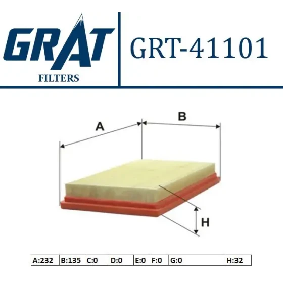 GRAT Hava Filtresi – 41101 / OEM 16546ED000 ürün görseli