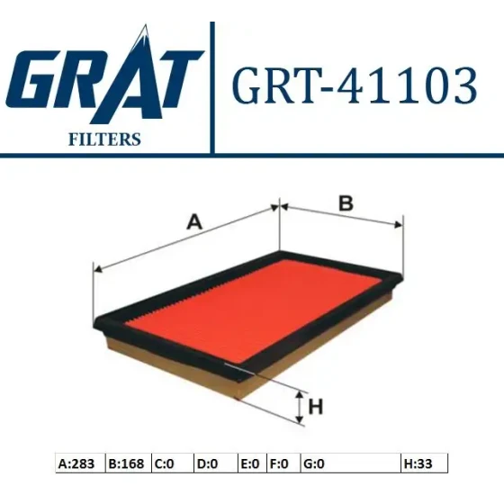 GRAT Hava Filtresi – 41103 / OEM 16546V0100 ürün görseli