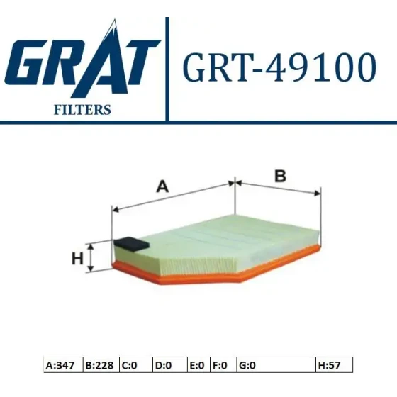 GRAT Hava Filtresi – 49100 / OEM 31370161 ürün görseli