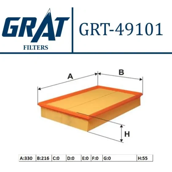 GRAT Hava Filtresi – 49101 / OEM 9454647 ürün görseli