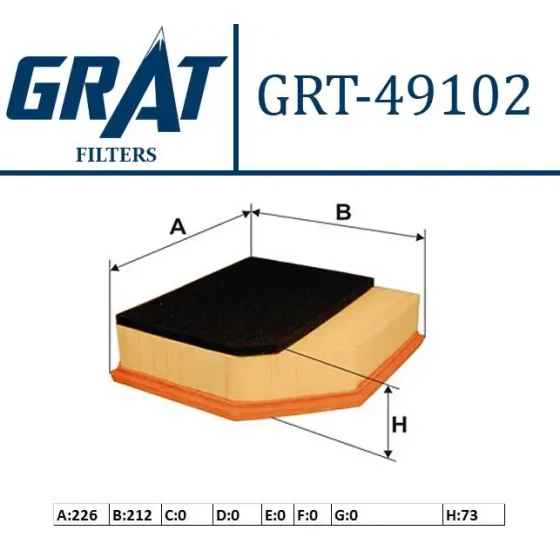 GRAT Hava Filtresi – 49102 / OEM 30636833 ürün görseli