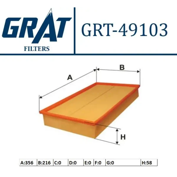 GRAT Hava Filtresi – 49103 / OEM 9186361
