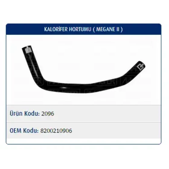 Master Kalorifer Hortumu – M2096 / OEM 8200386453 ürün görseli