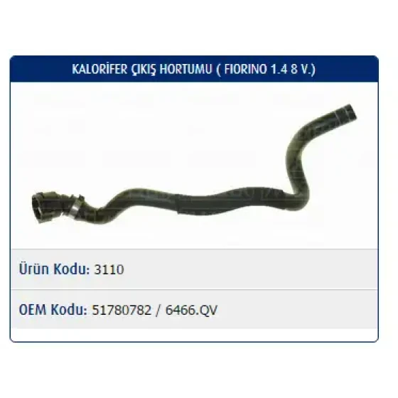 Master Kalorifer Hortumu – M3110 / OEM 51780782 ürün görseli