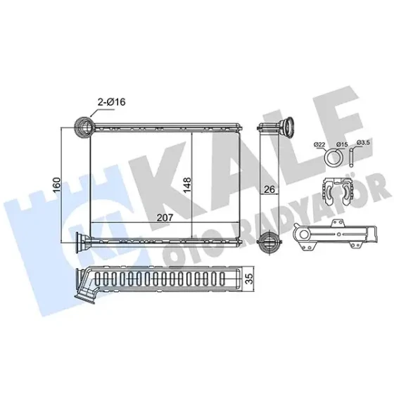 KALE Kalorifer Radyatörü – 352860 / OEM 271154677R ürün görseli