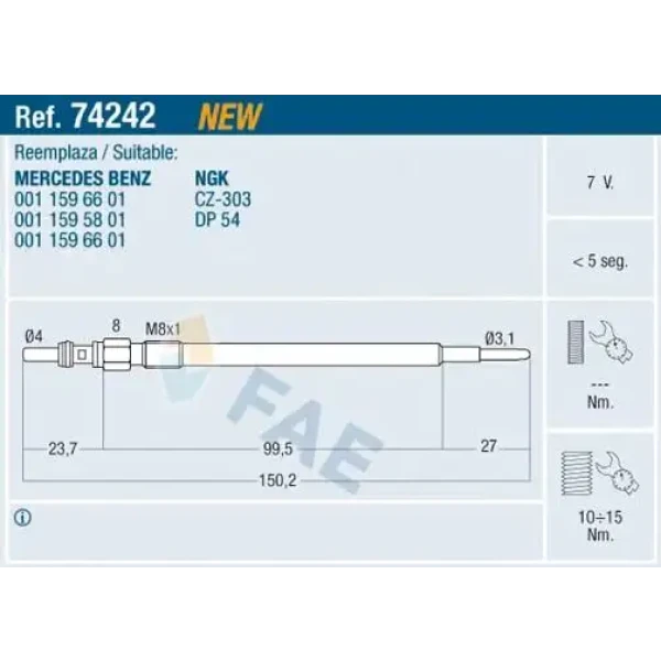 FAE Kızdırma Bujisi – 74242 / OEM A0011595801