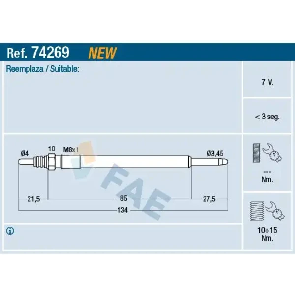 FAE Kızdırma Bujisi – 74269 / OEM 46072020F