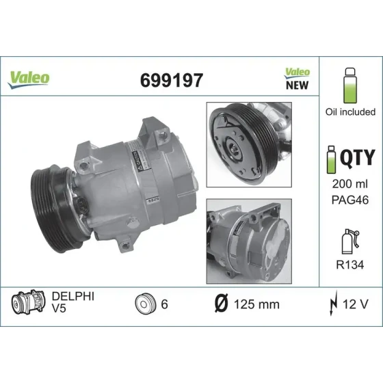 Valeo Klima Kompresörü – 699197 / OEM 7701499859 ürün görseli