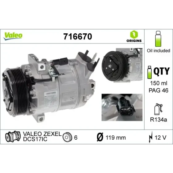 Valeo Klima Kompresörü – 716670 / OEM 92600ET02A ürün görseli