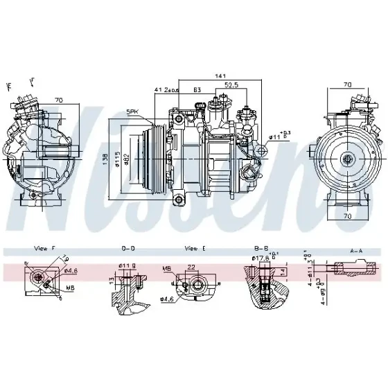 Nissens Klima Kompresörü – 890919 / OEM A0008304500 ürün görseli