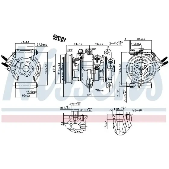 Nissens Klima Kompresörü – 891007 / OEM E3B119D629AA ürün görseli
