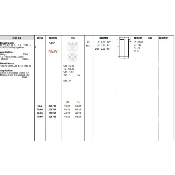 Koneks Motor Segmanı (STD) – 603260 / OEM 0640F6 ürün görseli