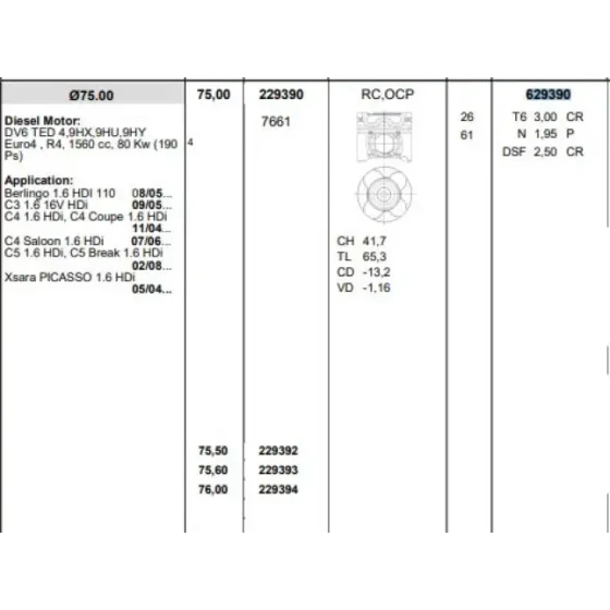 Koneks Motor Segmanı (STD) – 629390 / OEM 0640W8 ürün görseli