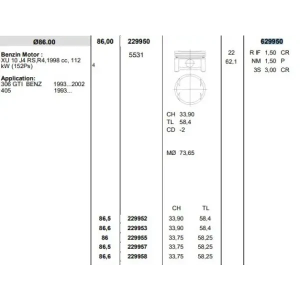 Koneks Motor Segmanı (STD) – 629950 / OEM 95650954