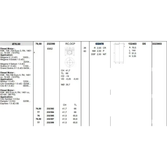 Koneks Motor Segmanı (STD) – 632470 / OEM 7701473144 ürün görseli