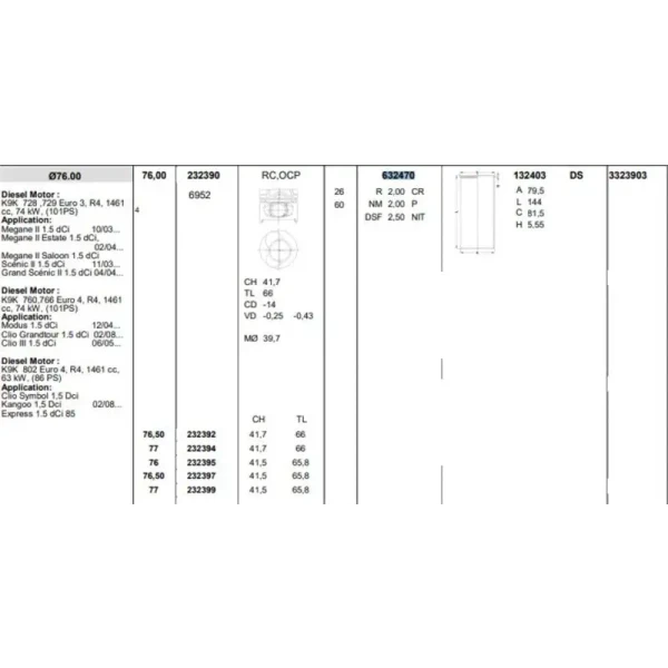 Koneks Motor Segmanı (STD) – 632470 / OEM 7701473144