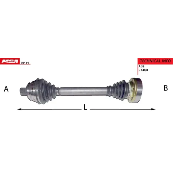 MGA Ön Aks – 70414 / OEM JZW407449FX ürün görseli