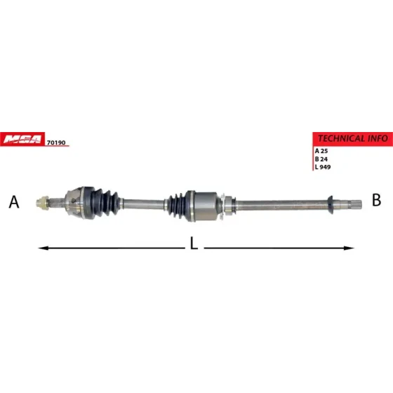 MGA Ön Aks (Sağ) – 70190 / OEM 51816768 ürün görseli