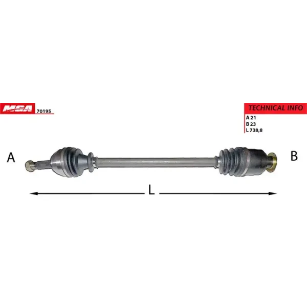 MGA Ön Aks (Sağ) – 70195 / OEM 7701349972