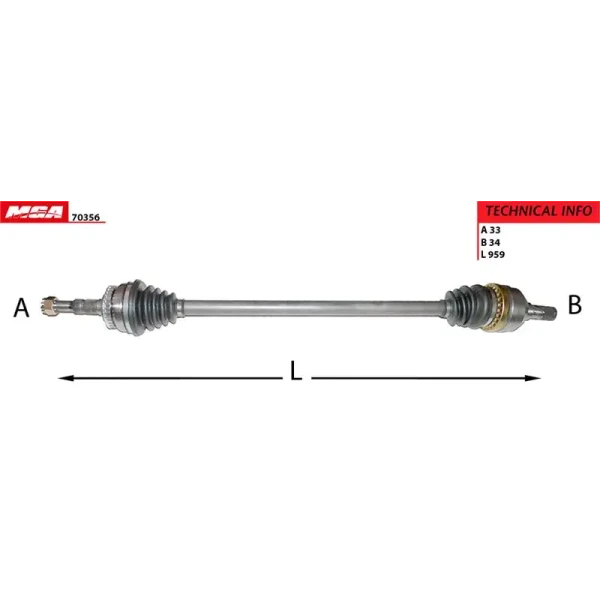 MGA Ön Aks (Sağ) – 70356 / OEM 90496976