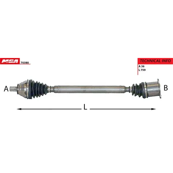 MGA Ön Aks (Sağ) – 70380 / OEM 1K0407272QE