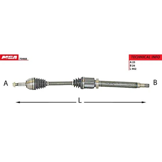 MGA Ön Aks (Sağ) – 70468 / OEM 2T143B436AH ürün görseli