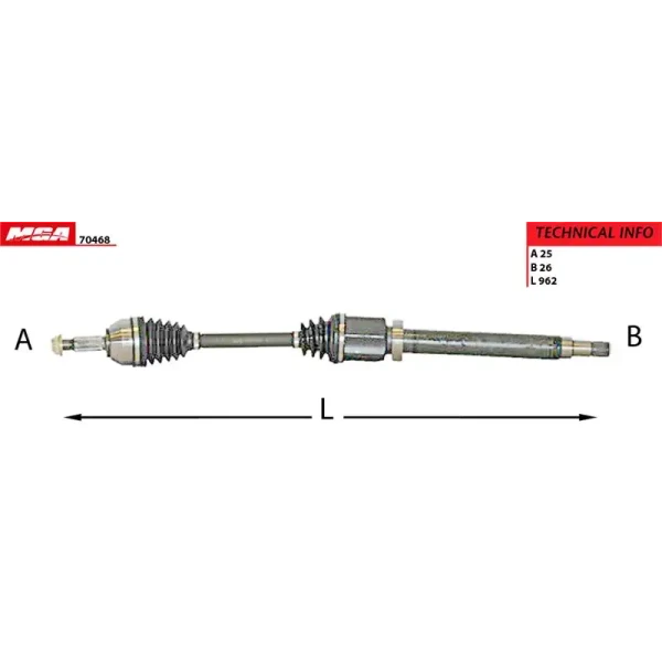 MGA Ön Aks (Sağ) – 70468 / OEM 2T143B436AH