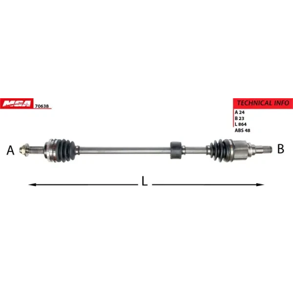 MGA Ön Aks (Sağ) – 70638 / OEM 4341052110