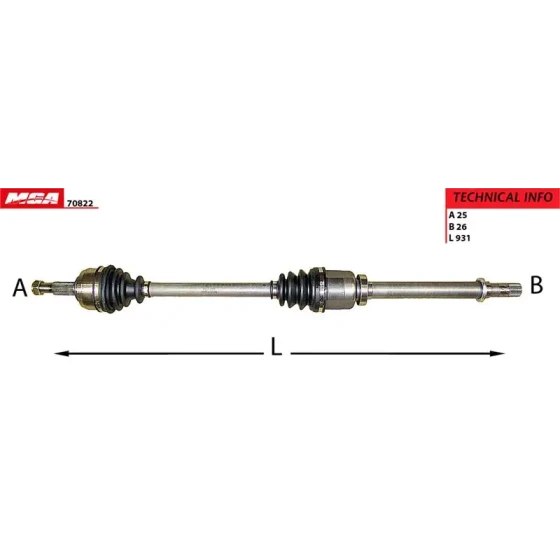 MGA Ön Aks (Sağ) – 70822 / OEM 391006777R ürün görseli