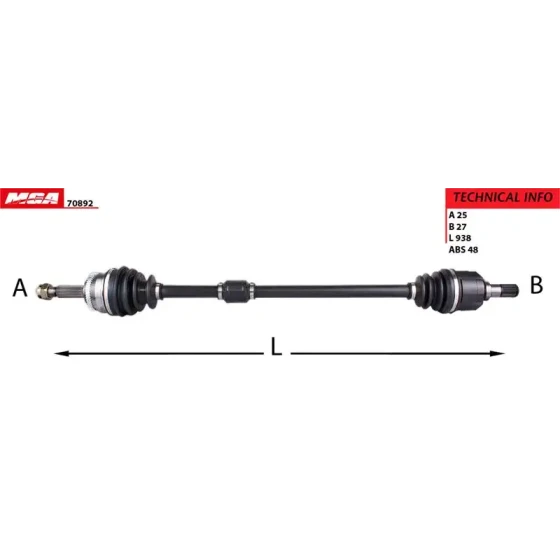 MGA Ön Aks (Sağ) – 70892 / OEM 495001J450 ürün görseli