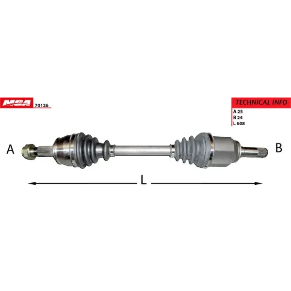 MGA Ön Aks (Sol) – 70126 / OEM 51808106