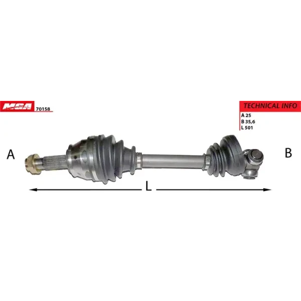 MGA Ön Aks (Sol) – 70158 / OEM 51806761