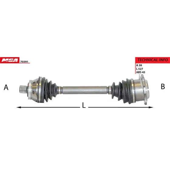 MGA Ön Aks (Sol) – 70391 / OEM 8D0407271BC ürün görseli