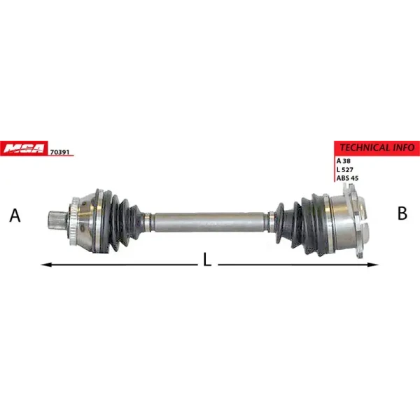 MGA Ön Aks (Sol) – 70391 / OEM 8D0407271BC