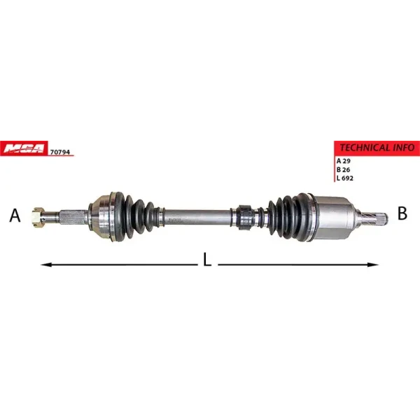 MGA Ön Aks (Sol) – 70794 / OEM 39101JD52B
